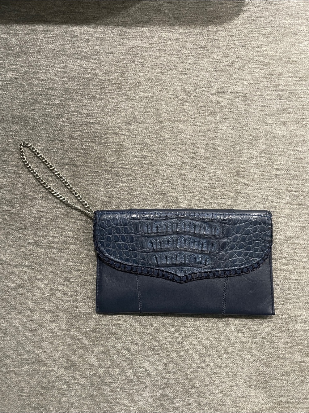 Chi by Carlos Falchi Lamb Skin Leather Clutch Navy